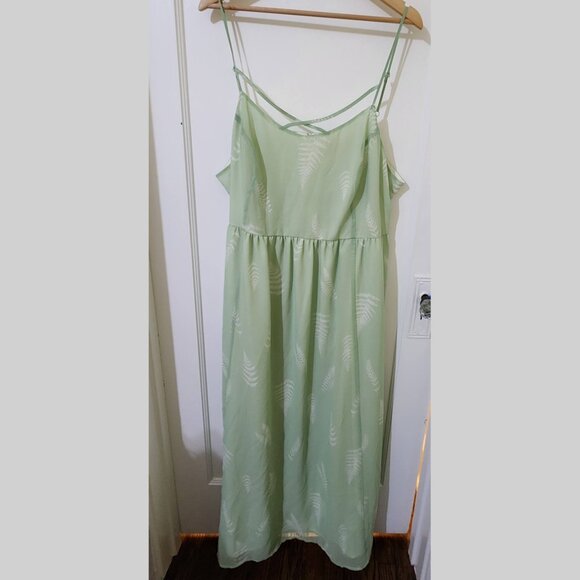 Fern print Maxi-dress by Modcloth, mint green, size 3x - Picture 1 of 8